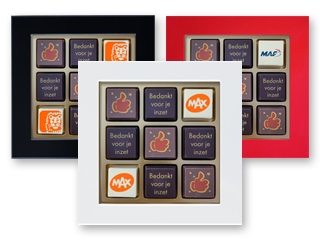 Bedankt voor je inzet<br /> Pralines per 9 stuks