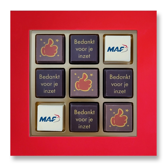 Bedankt voor je inzet Pralines per 9 stuks
