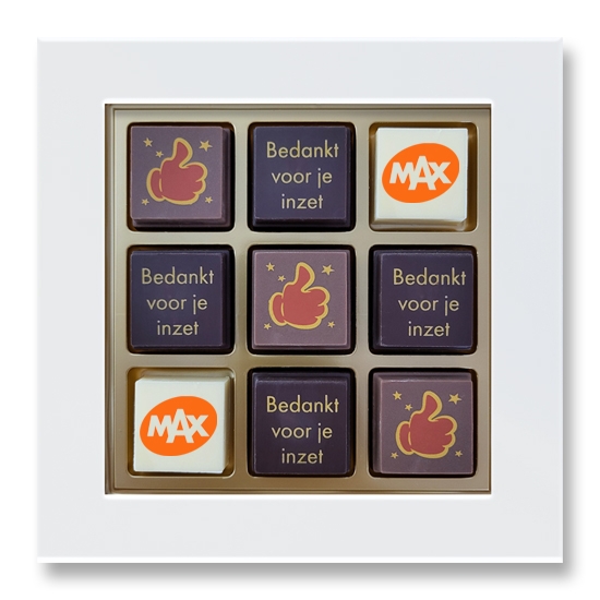 Bedankt voor je inzet Pralines per 9 stuks