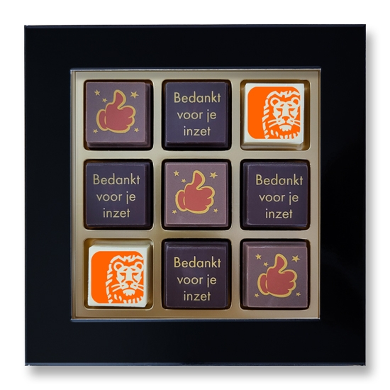 Bedankt voor je inzet Pralines per 9 stuks