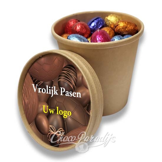Bio Snoepbeker groot  Chocolade Paaseitjes