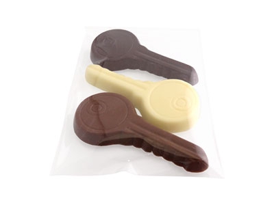 Chocolade Sleutels <br>6,5 cm / 7 gram <br>Per 3 stuks verpakt
