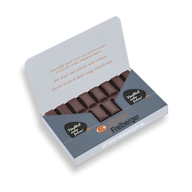 Chocoladereep 100 gram met bedrukte wikkel