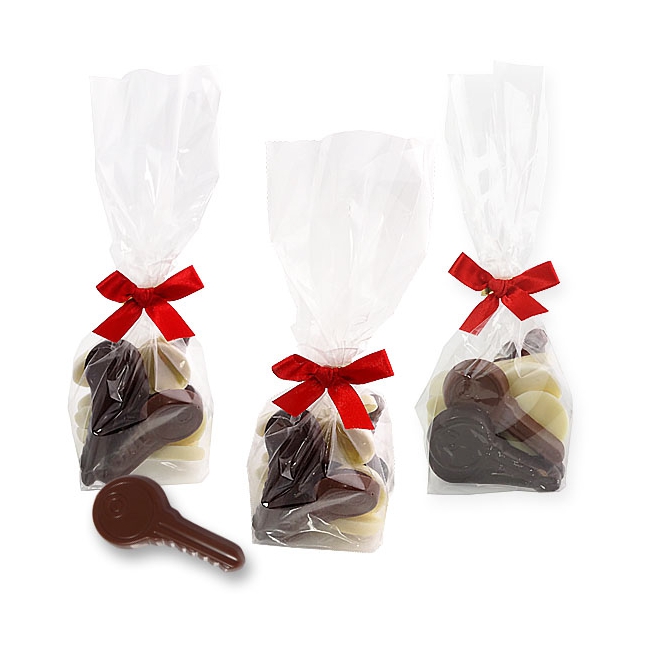 Chocolade Sleutels 6,5 cm / 7 gram per 100 gram verpakt