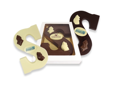 Chocoladeletter S <br>met Logo, Sint en Zak