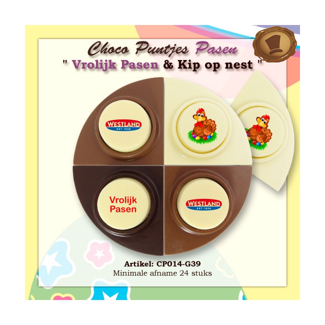 Vrolijk Pasen met Kip op nest