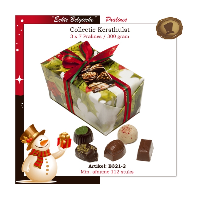 Ballotin Kersthulst 21 Pralines / 300 gram