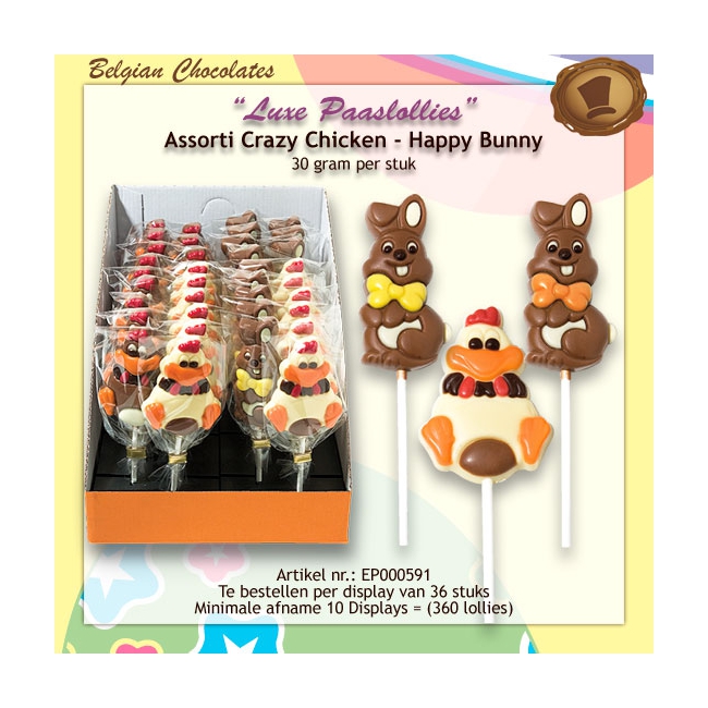 Chocolade Paaslollies Crazy Chicken
