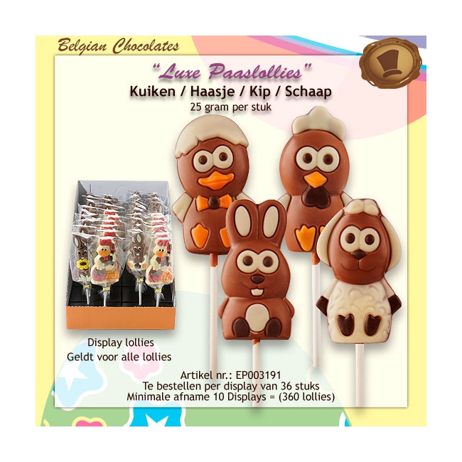 Chocolade Paaslollies Schaap / Haas / Kuiken