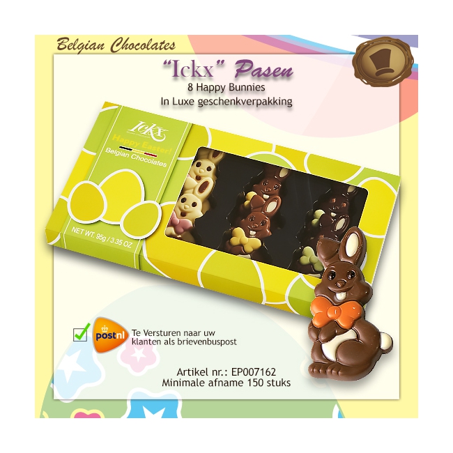 8 Paas Happy Bunnies in Geschenkverpakking