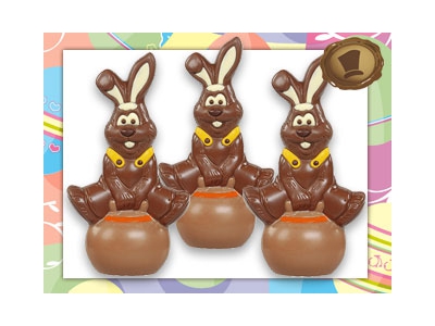 Chocolade Paashaas <br>op Springbal