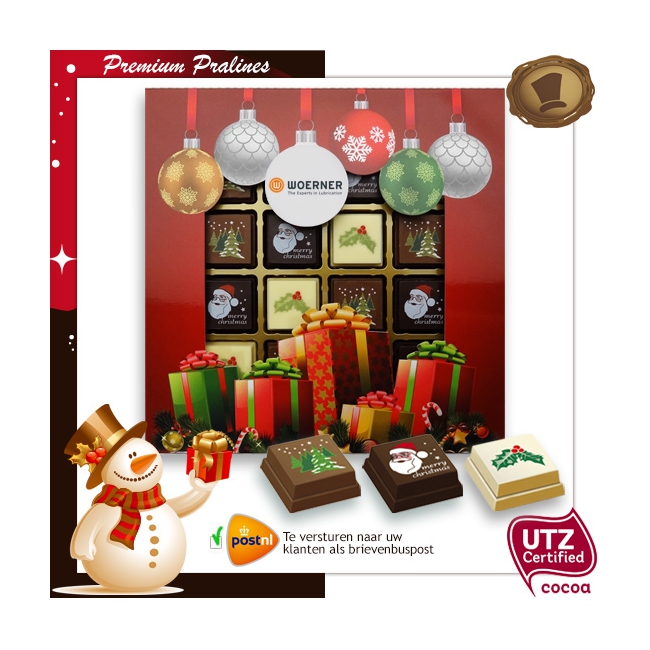 Kerst Pralines 16 stuks Kerstballen met cadeaus