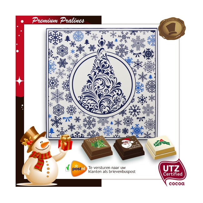 Kerst Pralines 16 stuks Kerstbal Delfts-blauw