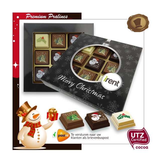 Kerst Pralines 9 stuks Kerstbal zwart-zilver