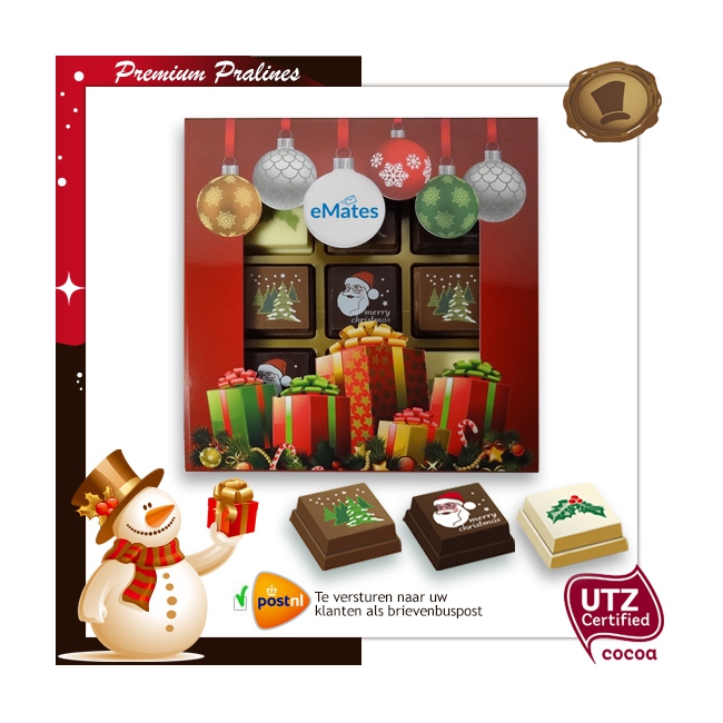 Kerst Pralines 9 stuks Kerstballen met cadeaus