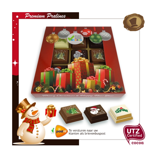 Kerst Pralines 9 stuks Kerstballen met cadeaus