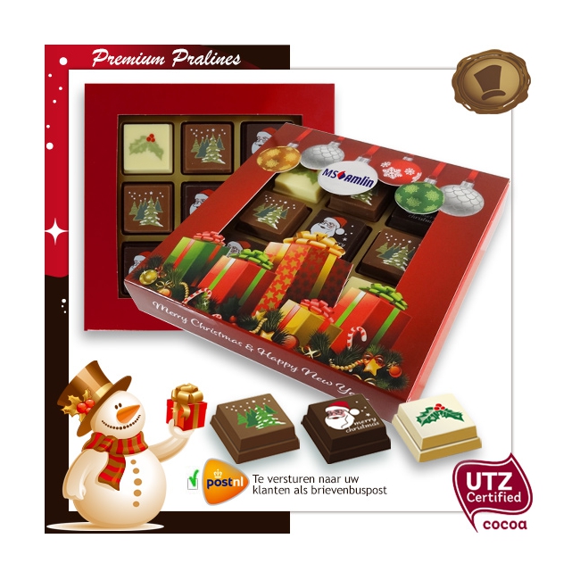 Kerst Pralines 9 stuks Kerstballen met cadeaus