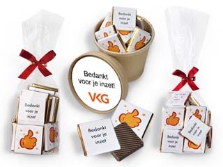 Wikkel chocolaatjes<br /> Bedankt voor je inzet
