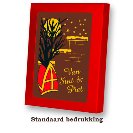 Chocolade Sinterklaaskaart met standaard bedrukking 
